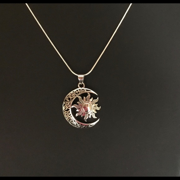 Sterling Silver Moon & Sun Necklace - Picture 3 of 8